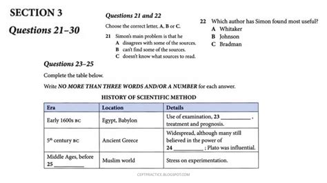 CEPT Practice: IELTS PRACTICE TEST 1 LISTENING SECTION 3 WITH ANSWER KEY FROM IELTS FOR ACADEMIC ...