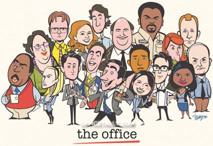 The Office cast cartoon drawing • OfficeTally