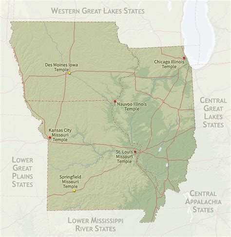 Regional map for the Nauvoo Illinois Temple ...