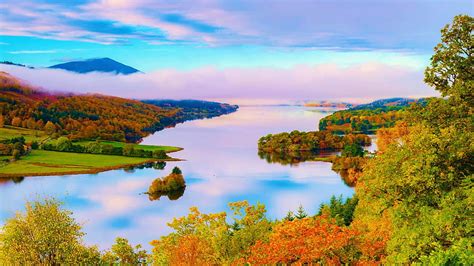 Forest Park, Loch Tummel, Perthshire, Scotland, fall, autumn, clouds ...