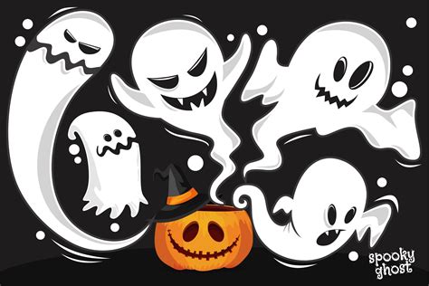 Spooky Ghost Halloween Vector Illustration par onoborgol · Creative Fabrica