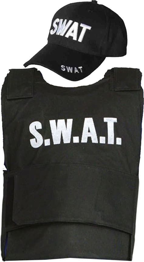 Adult SWAT Team Vest & Cap Fancy Dress Costume Police FBI Tactical ...