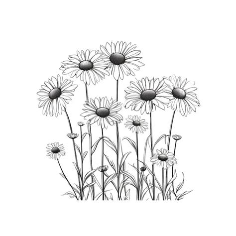 Premium AI Image | A drawing of a bunch of daisies in a field generative ai