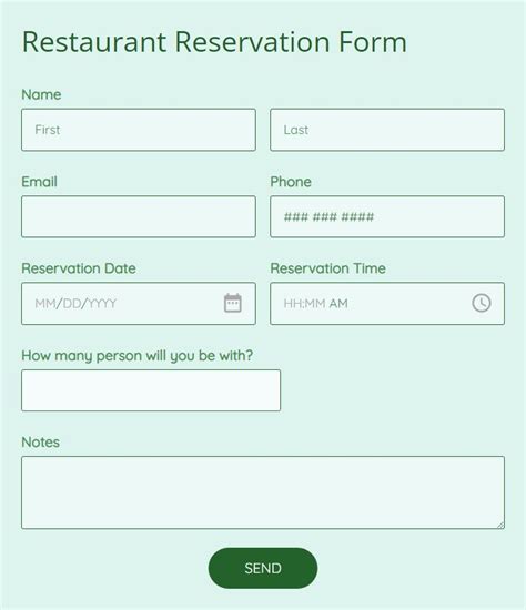 Reservation Table Template | Elcho Table