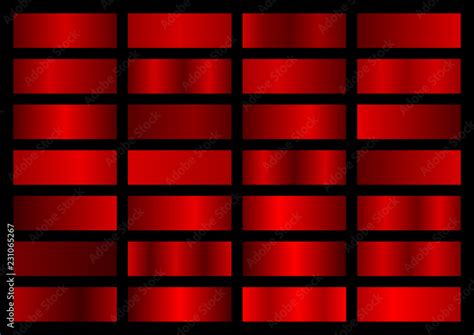 Red metal gradient set. Vector metallic texture. Big collection of red ...