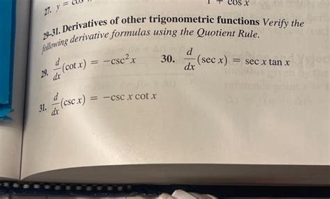 Solved 24-31. Derivatives of other trigonometric functions | Chegg.com