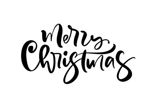 Merry Christmas calligraphic hand drawn lettering text. Vector ...