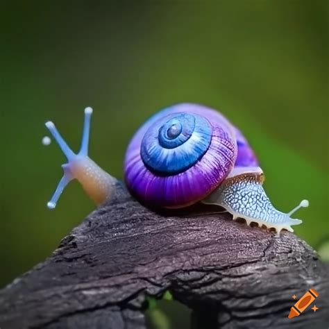 Image of a realistic snail-smurf hybrid