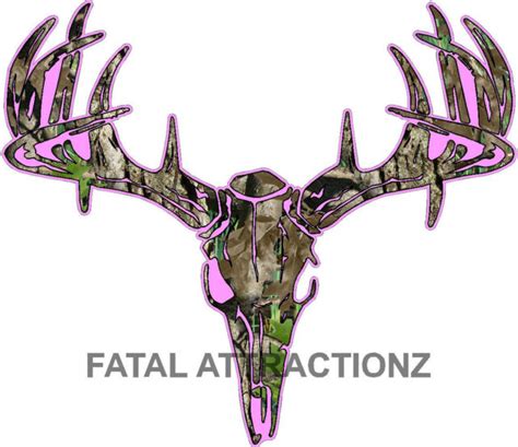 Pink Camo Deer Skull S4 Vinyl Sticker Decal Hunting whitetail trophy ...