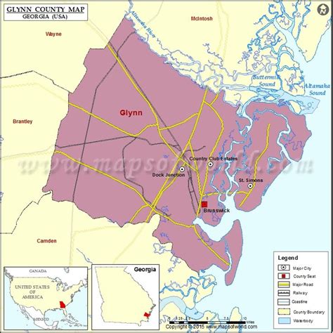 Glynn County Map, Map of Glynn County Georgia | County map, County ...