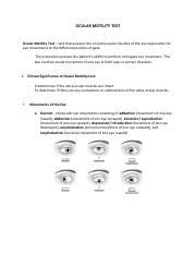 7. Ocular Motility Test.pdf - OCULAR MOTILITY TEST Ocular Motility Test - test that assesses the ...