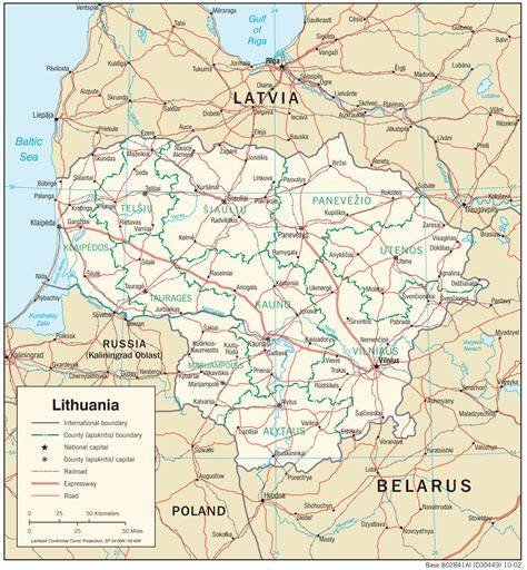 Mapa Litwy- Litwa mapa samochodowa, topograficzna i inne