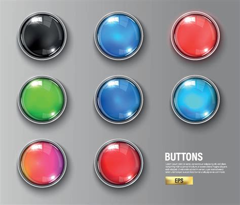 Buttons color set collection on background color black 4267700 Vector ...