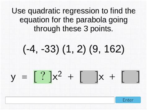 Solved Use quadratic regression to find the equation for the | Chegg.com