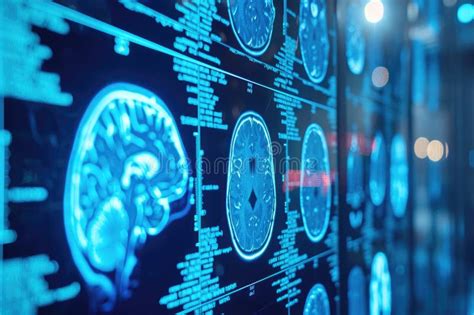 A Computer Screen Showing a Detailed Brain Scan Displaying Neural Activity, Artificial ...