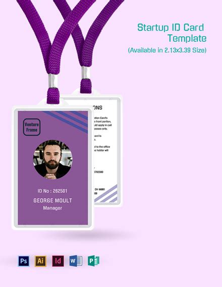 Startup ID Card Template - Illustrator, InDesign, Word, PSD, Publisher | Template.net