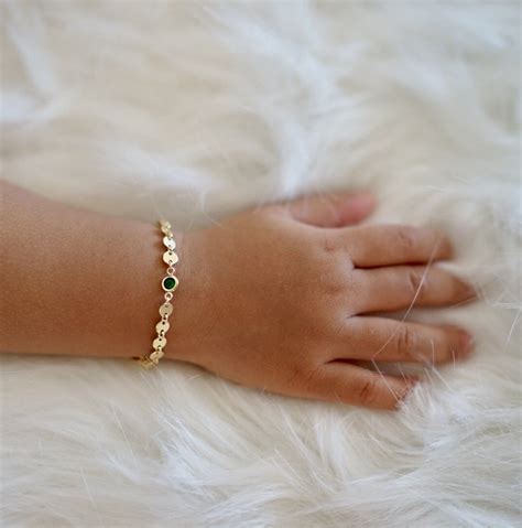 Baby Bracelet 14k Gold Fill Birthstone Bracelet Kids | Etsy | Baby bracelet, Baby bracelet gold ...