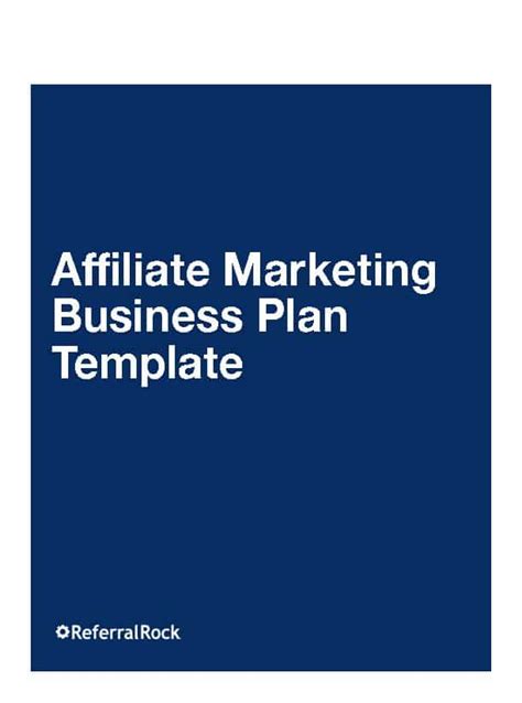 Affiliate Marketing Business Plan Template