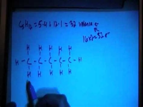 Pentane C5H12 Lewis Dot Structure - YouTube