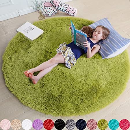 Amazon.com: Grass Green Round Rug for Bedroom,Fluffy Circle Rug 5'X5' for Kids Room,Furry Carpet ...