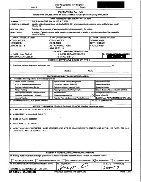 Fillable 4187 Army Form - Printable Forms Free Online