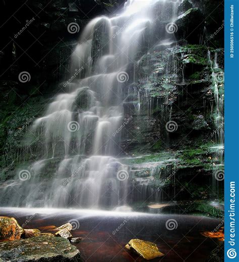 Moss Covered Woodland Waterfall Derbyshire Stock Photo - Image of ...