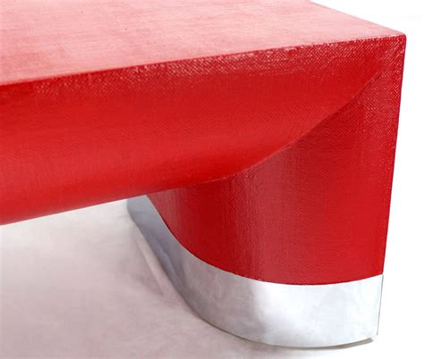 Large Rectangle Grass Cloth Mid-Century Modern Coffee Table in Fire Red ...