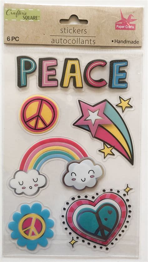 Rainbow Stickers Scrapbooking Supplies Peace - Etsy