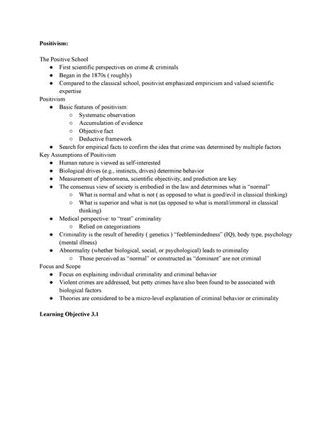 CJS 258 - Chapter 3 Positivist Theory - Positivism: The Positive School ...