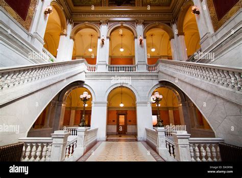 The interior of the Ohio Statehouse, the Ohio State Capitol Building in Columbus, Ohio, USA ...