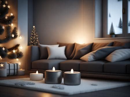 Cozy Lighting And Candles For A Warm Living Room Ambiance. Image ...