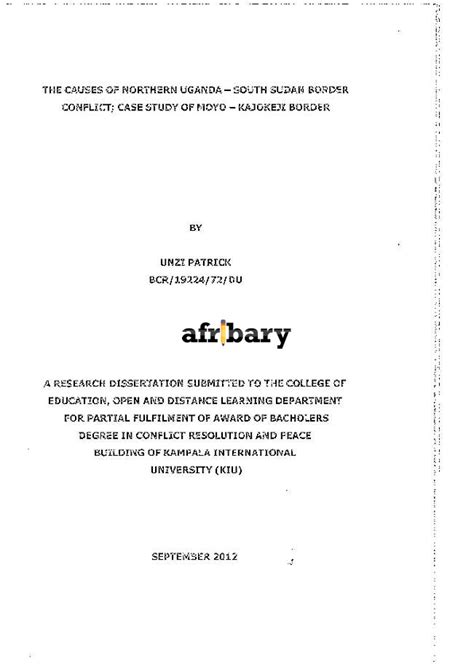 The Causes Of Northern Uganda - South Sudan Border Conflict; Case Study ...