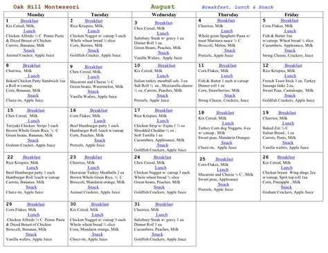 August Menu | oakhillmontessoriva