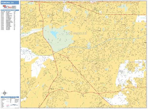 Pomona California Wall Map (Basic Style) by MarketMAPS - MapSales.com