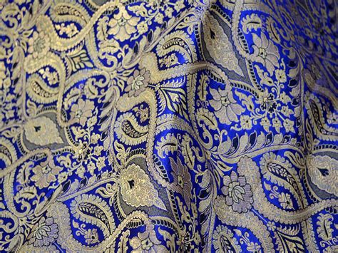 Indian Royal Blue Gold Heaving Fabric Wedding Blouses Cushion - Etsy