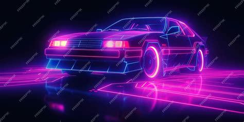 Premium Photo | Aesthetic Synthwave car with a vintage vibe featuring a captivating purple neon ...