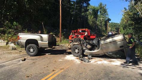 Pickup truck split in half after crash in Pelham