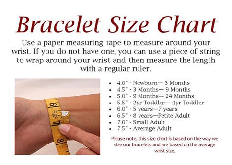 Bracelet Wire Galleries: Bracelet Size Chart