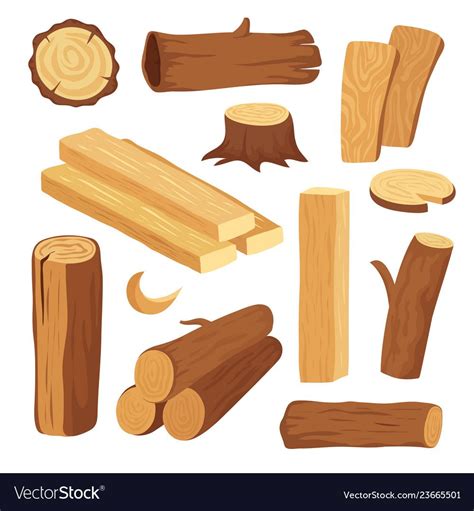 Cartoon timber wood log and trunk stump and vector image on VectorStock in 2020 | Wood logs ...