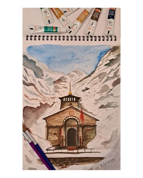 Kedarnath Temple watercolor art 🎨💗 | Landscape art painting, Diy canvas ...