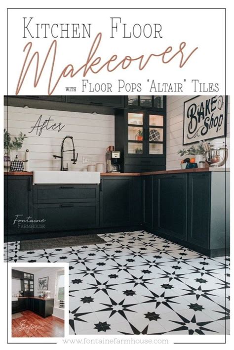 Kitchen Floor Makeover with Floor Pops Altair Tiles » Fontaine Farmhouse | Kitchen flooring ...