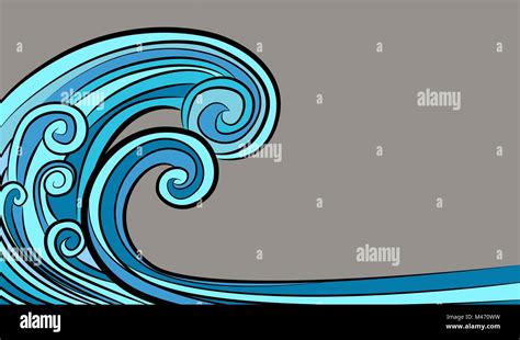 An image of a Ocean Tidal Tsunami Wave Drawing isolated on gray ...