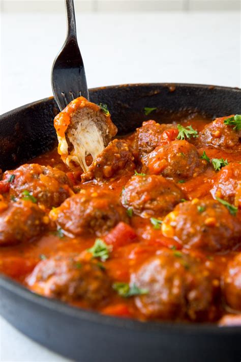 Cheesy Mozzarella Stuffed Meatballs