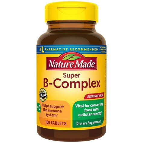 Nature Made Super B-Complex Tablets, 160 Count for Metabolic Health ...