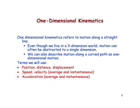 Notes review 1 - One dimensional kinematics refers to motion along a straight line. - - Studocu