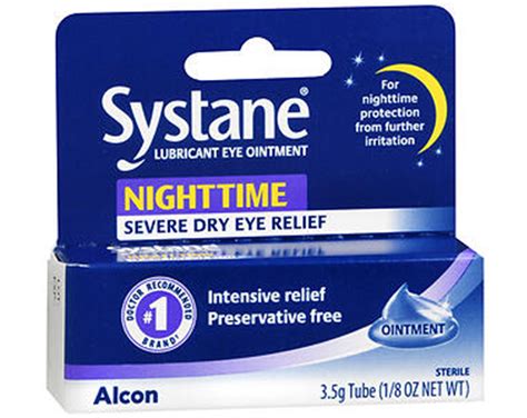 Systane Dry Eye Ointment Nighttime Therapy, Preservative Free, 3.5g, 3 ...