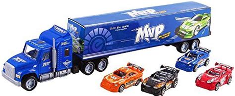 Toy Truck Mega Big Rig Trailer Semi Truck 24" Children's Friction Toy Truck Container w/ 4 Toy ...