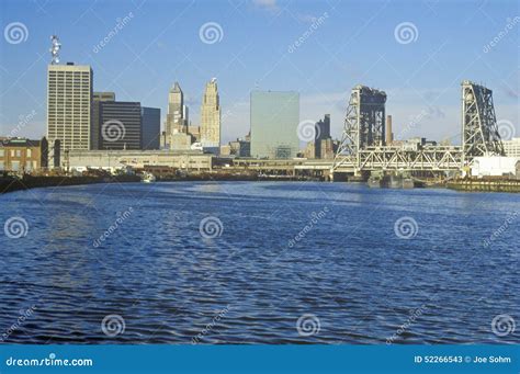 Newark, NJ Skyline from the River Editorial Stock Photo - Image of ...