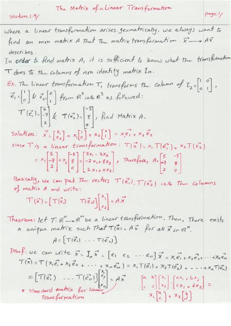 SOLUTION: The matrix of a linear transformation - Studypool