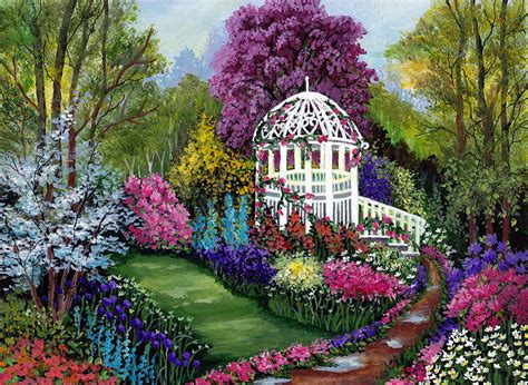 Paradise Garden Painting by Bonnie Cook